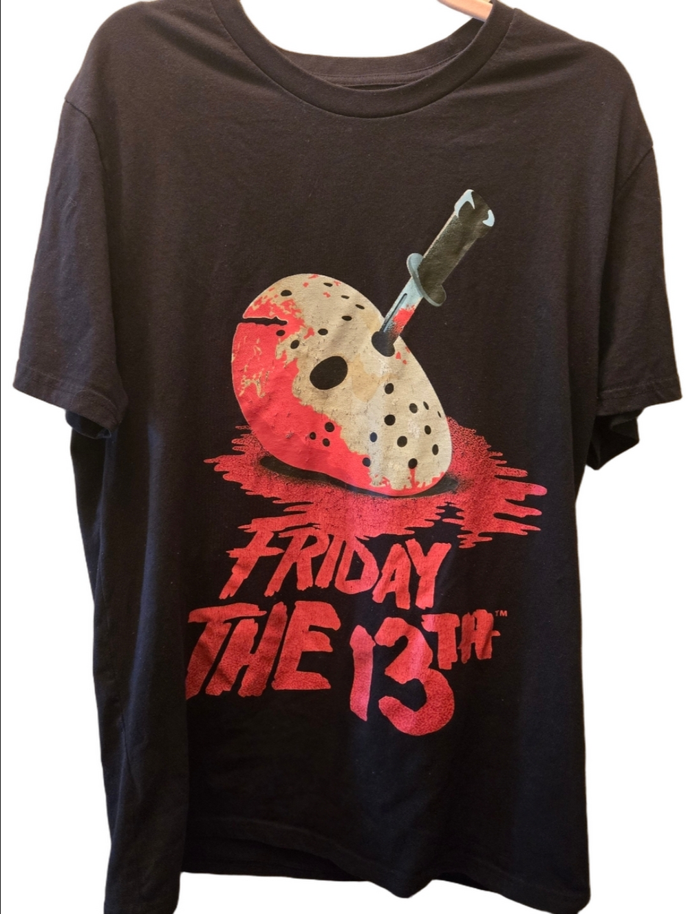 Friday the 13th Jason Voorhees Mask Horror Movie Graphic Tee Black M